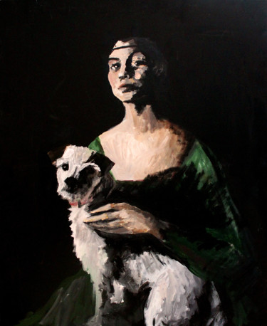 Peinture intitulée "La dame au Jack" par Hélène Hugon, Œuvre d'art originale, Acrylique