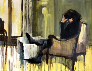 Peinture intitulée "Le songe jaune" par Hélène Hugon, Œuvre d'art originale, Acrylique