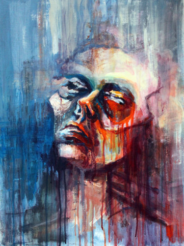 Painting titled "Skull II" by Hélène Hugon, Original Artwork, Acrylic