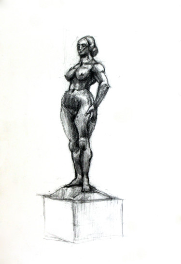 "Statue IV" başlıklı Resim Hélène Hugon tarafından, Orijinal sanat, Kalem
