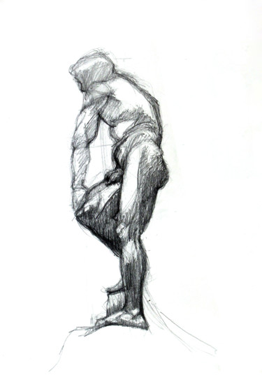 Disegno intitolato "Statue III" da Hélène Hugon, Opera d'arte originale, Matita