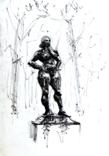 图画 标题为“Statue II” 由Hélène Hugon, 原创艺术品, 墨