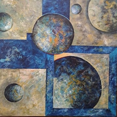 Painting titled "Terre" by Helene Icard, Original Artwork, Acrylic Mounted on Wood Stretcher frame