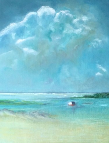 Painting titled "Ciel au vent" by Hélène Kaempf, Original Artwork, Oil