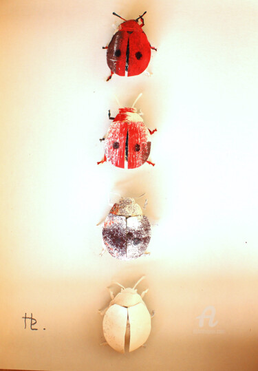 Collages intitulée "La disparition" par Hélène Lacquement, Œuvre d'art originale, Collages Monté sur Panneau de bois