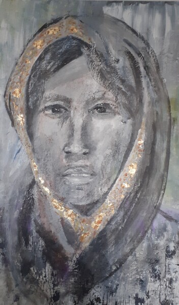 Peinture intitulée "Femme du désert" par Hélène Lentini, Œuvre d'art originale, Acrylique