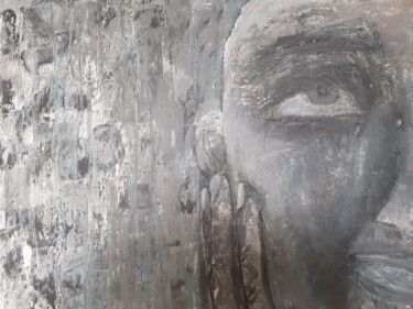 Painting titled "Bouddha" by Hélène Lentini, Original Artwork, Acrylic Mounted on Wood Stretcher frame