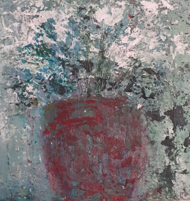 Painting titled "Le pot de fleurs" by Hélène Lentini, Original Artwork, Acrylic