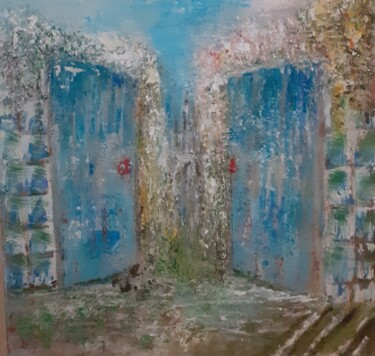 Peinture intitulée "La porte bleue" par Hélène Lentini, Œuvre d'art originale, Acrylique
