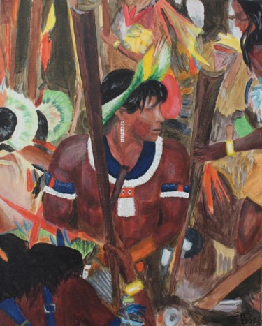 Peinture intitulée "Indien d'Amérique d…" par Hélène Limouzin, Œuvre d'art originale, Acrylique