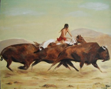 Peinture intitulée "Les Bisons" par Hélène Limouzin, Œuvre d'art originale, Acrylique