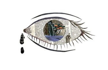 Collagen mit dem Titel "Day 49 An eye for a…" von Hélène Litorelle, Original-Kunstwerk, Collagen