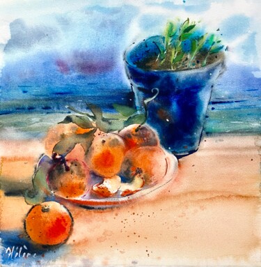 Painting titled "Still life with the…" by Helene Manoli, Original Artwork, Watercolor