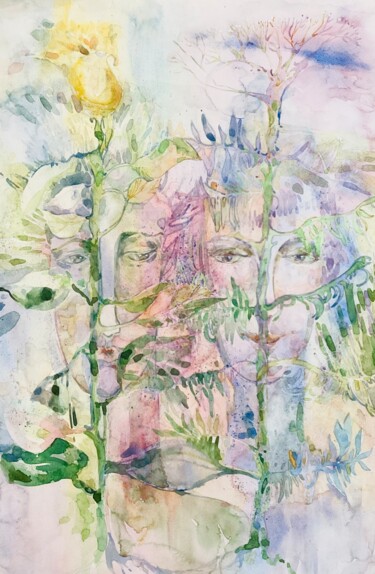 Peinture intitulée "Il  Paradiso" par Helene Manoli, Œuvre d'art originale, Aquarelle
