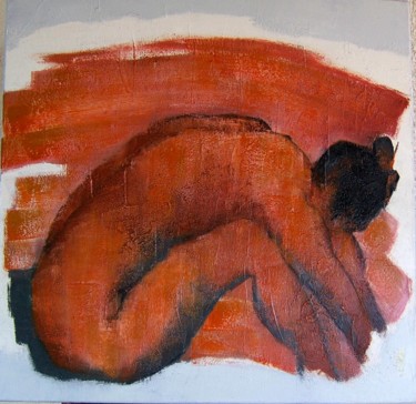 Painting titled "Ocre rouge" by Hélène Mayol, Original Artwork, Oil