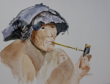 Peinture intitulée "une femme chinoise…" par Helene Miaz, Œuvre d'art originale, Aquarelle