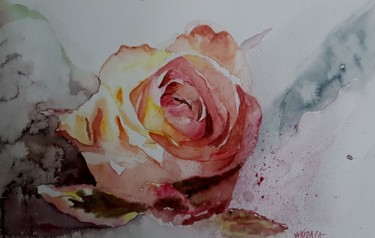 Peinture intitulée "aquarelle une rose" par Helene Miaz, Œuvre d'art originale, Aquarelle