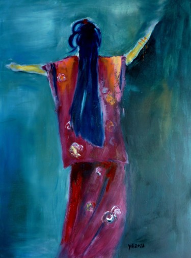 Peinture intitulée "alors je danse" par Helene Miaz, Œuvre d'art originale, Huile