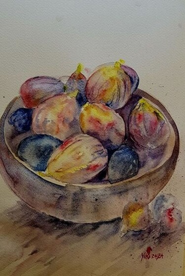 Painting titled "les figues" by Helene Miaz, Original Artwork, Watercolor
