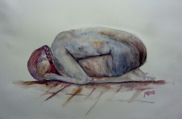 Peinture intitulée "la douleur" par Helene Miaz, Œuvre d'art originale, Aquarelle