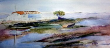 Peinture intitulée "vers la plage napol…" par Helene Miaz, Œuvre d'art originale, Aquarelle