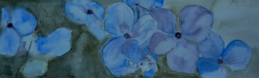 Peinture intitulée "les fleurs bleues" par Helene Miaz, Œuvre d'art originale, Aquarelle