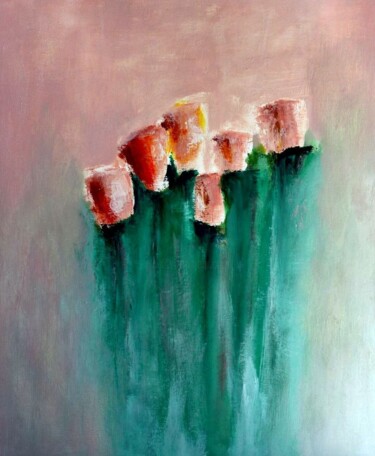 Peinture intitulée "le bouquet de roses" par Helene Miaz, Œuvre d'art originale, Huile