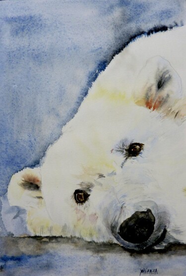 Peinture intitulée "l'ours , aquarelle" par Helene Miaz, Œuvre d'art originale, Aquarelle