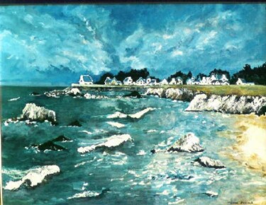 Peinture intitulée "la côte du pouliguen" par Hélène Molina, Œuvre d'art originale, Huile