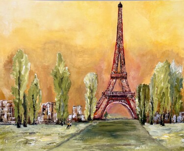 Pittura intitolato "La Tour Eiffel" da Hélène Molina, Opera d'arte originale, Acrilico Montato su Telaio per barella in legno