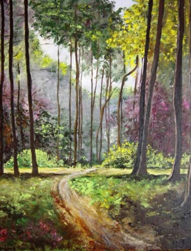 Pittura intitolato "quiétude en forêt" da Hélène Molina, Opera d'arte originale