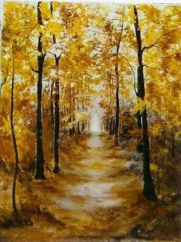 Peinture intitulée "splendeur d'automne" par Hélène Molina, Œuvre d'art originale, Huile