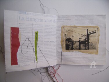 Peinture intitulée "livre-journal-voie-…" par Hélène Mongin, Œuvre d'art originale
