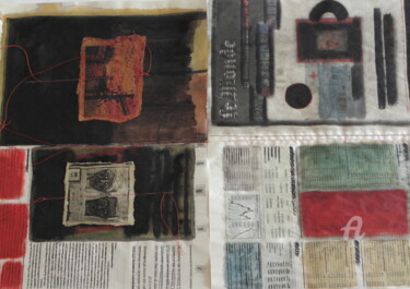 Collages titled "Livre-Journal-Tentu…" by Hélène Mongin, Original Artwork