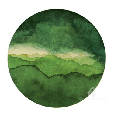 Malerei mit dem Titel "Paysage de Montagne…" von Hélène Mongin, Original-Kunstwerk, Tinte