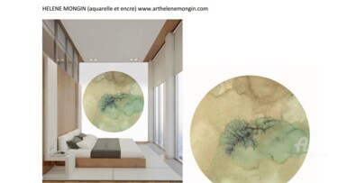 Картина под названием "Papier-peint Labo-L…" - Hélène Mongin, Подлинное произведение искусства, Чернила