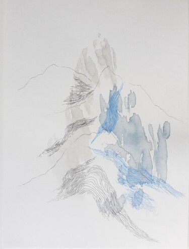 Pintura intitulada "Paysage de montagne…" por Hélène Mongin, Obras de arte originais, Tinta
