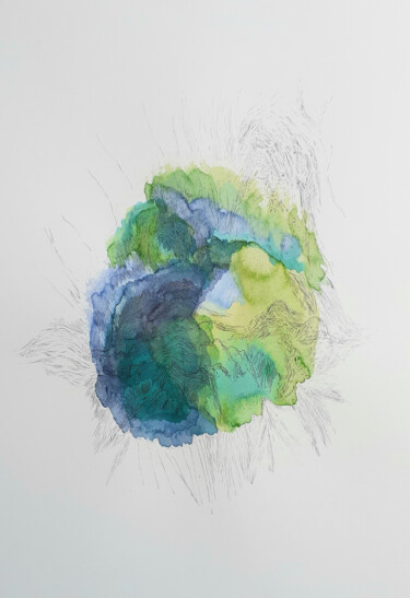 Картина под названием "Green Heart of the…" - Hélène Mongin, Подлинное произведение искусства, Чернила