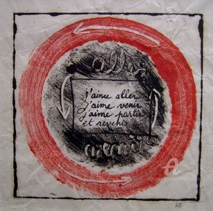Impressões e gravuras intitulada "Aller et venir" por Hélène Mongin, Obras de arte originais, Monotipo