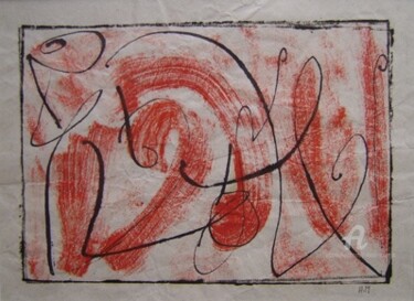 Incisioni, stampe intitolato "Calligraphie 3" da Hélène Mongin, Opera d'arte originale, Monotipo