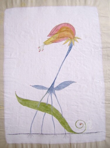 Dessin intitulée "fleur du poëte" par Hélène Mongin, Œuvre d'art originale, Autre