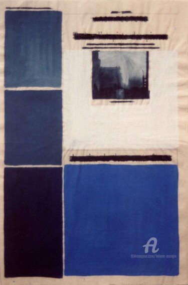 Peinture intitulée "Composition bleue 1" par Hélène Mongin, Œuvre d'art originale, Acrylique