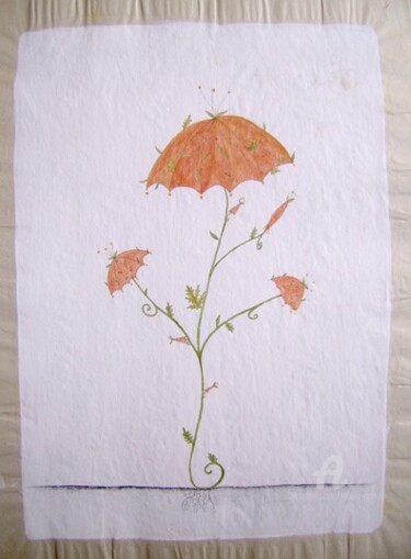 Drawing titled "fleur tomates_parap…" by Hélène Mongin, Original Artwork