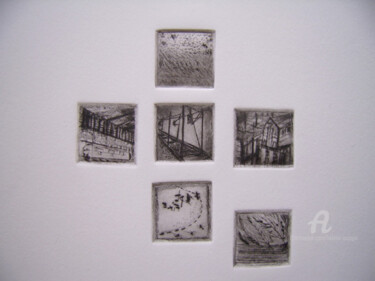 Gravures & estampes intitulée "Chemins de fer" par Hélène Mongin, Œuvre d'art originale, Gravure
