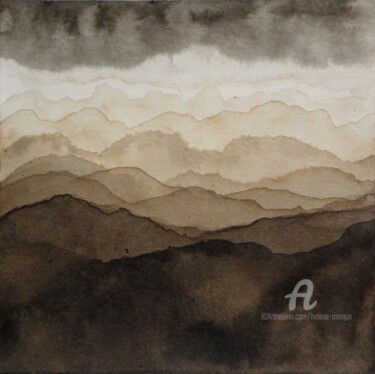 Pintura intitulada "Paysage de montagne…" por Hélène Mongin, Obras de arte originais, Tinta