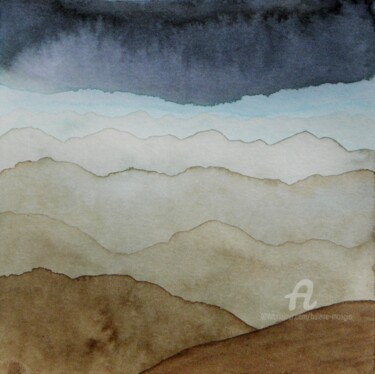 Peinture intitulée "Paysage de montagne…" par Hélène Mongin, Œuvre d'art originale, Encre