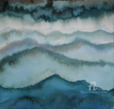 Pintura titulada "Paysage de montagne…" por Hélène Mongin, Obra de arte original, Tinta