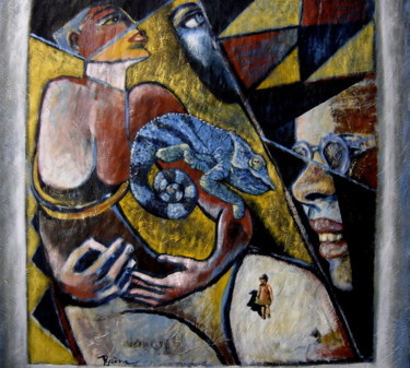 Painting titled "Annonciation" by Hélène Py, Original Artwork, Acrylic