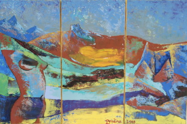 Pittura intitolato "Triptyque Montagne" da Hélène Py, Opera d'arte originale, Acrilico