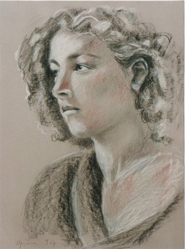 Dessin intitulée "Perrine" par Hélène Py, Œuvre d'art originale, Fusain